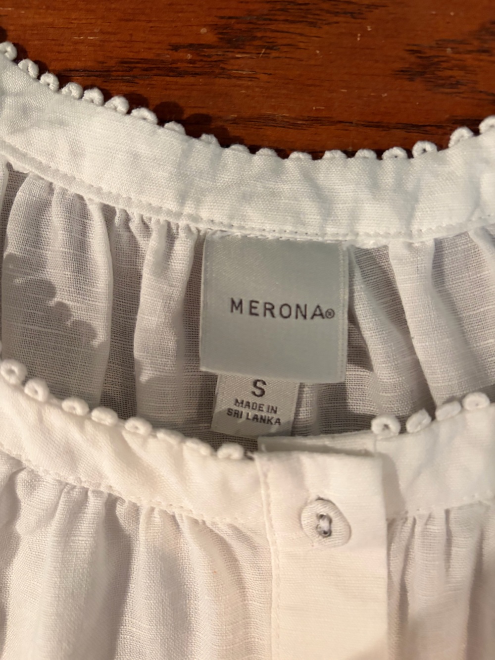 Merona White Linen Blend Peasant Blouse Small Boho Cottagecore Top Puff Sleeves - Picture 5 of 9